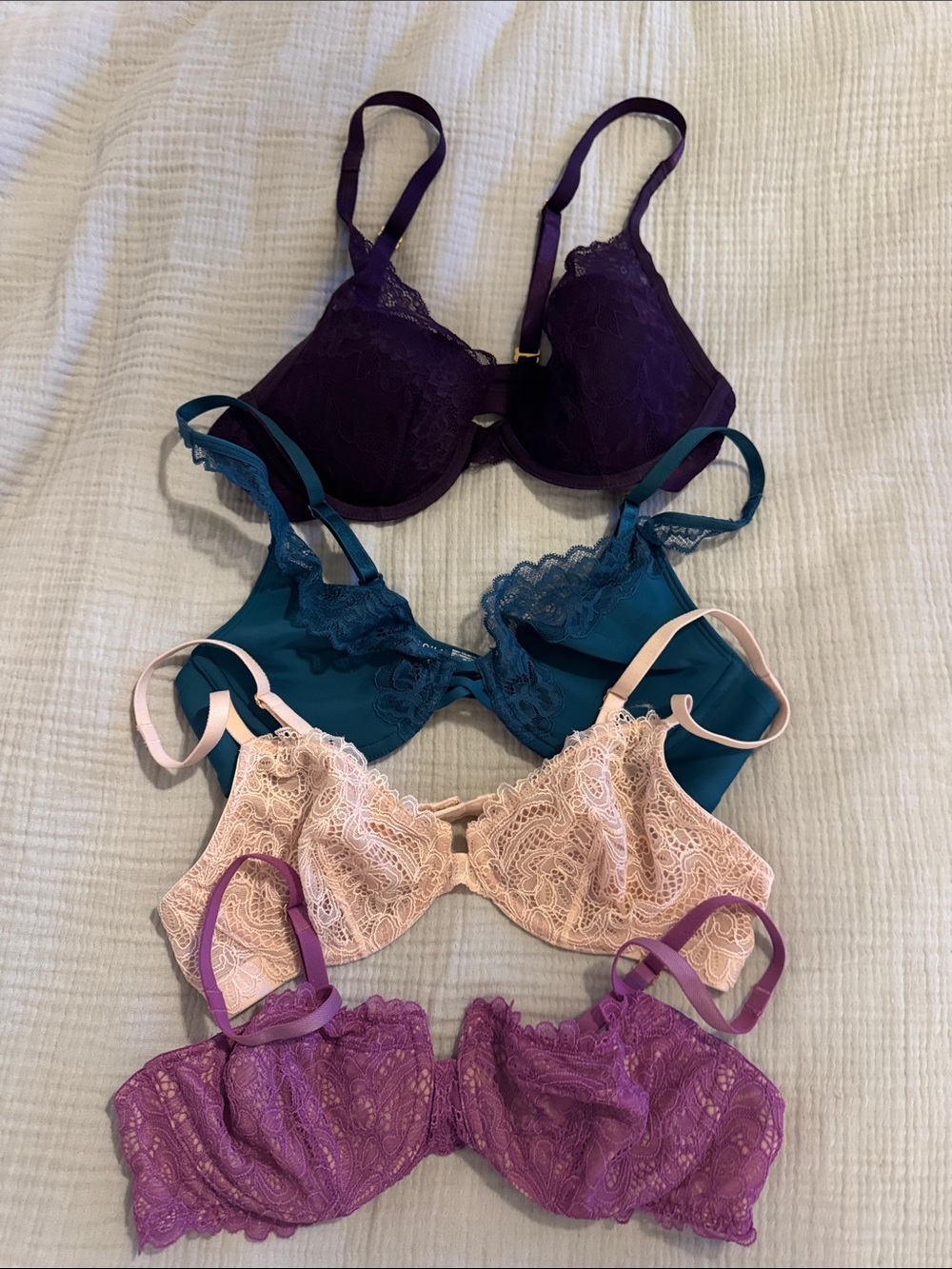 Soma Lace Underwire Bra Pack - Plum, Teal, Blush, Violet